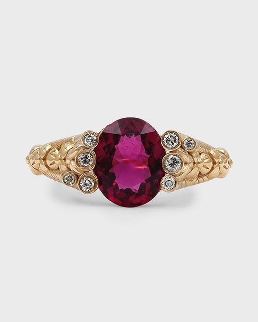 Stephen Dweck Pink Rubelite And Diamond Ring
