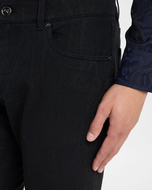 Etro Blue Apos;S Tonal Jacquard Denim Straight-Leg Jeans for men