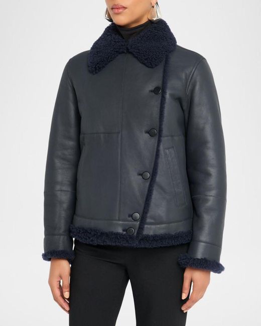 Akris Blue Arno Lamb Shearling Jacket
