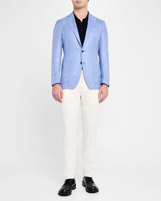 Canali Blue Apos;S Wool-Blend Hopsack Blazer for men