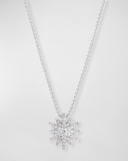 David Yurman Starburst Pendant 18k White Gold Diamond Pave Necklace