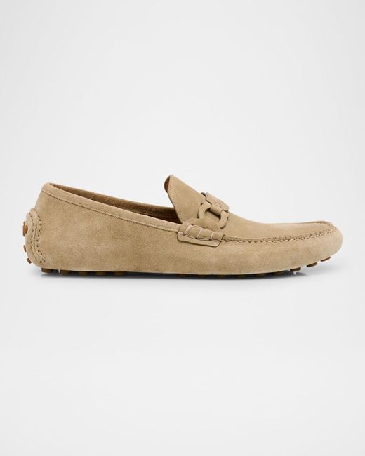 Ferragamo White Byte Suede Driving Shoes for men