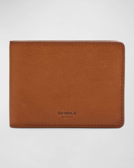 Shinola Brown Slim Leather Bifold Wallet for men