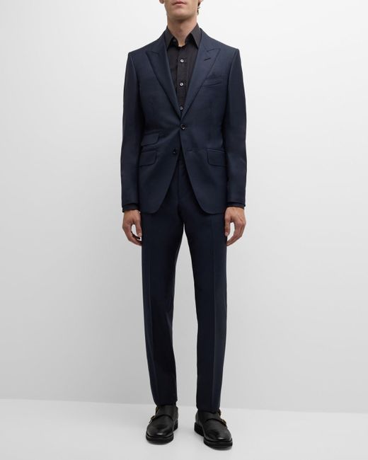 Tom Ford Blue Modern Fit Sharkskin Suit for men