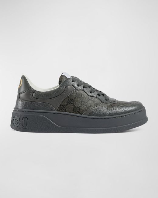 Gucci Gray Chunky B Leather And Canvas Low-top Trainers for men