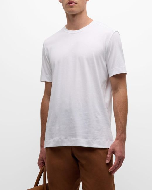 Zegna White Pure Cotton Crewneck T-Shirt for men