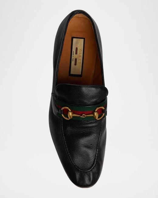 Gucci Black Apos;S Paride Web Stripe Bit Loafers for men
