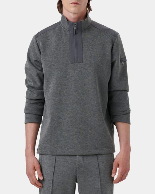 Bugatchi Gray Quarter-Zip Heathered Sweater for men