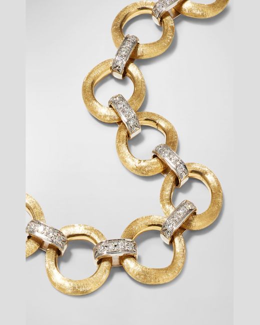 Marco Bicego Metallic Jaipur Link 18k Yellow & White Gold Flat-link Single Row Diamond Bracelet