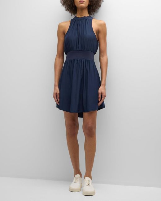 Cinq À Sept Blue Fern Sleeveless Cinched-Waist Mini Dress