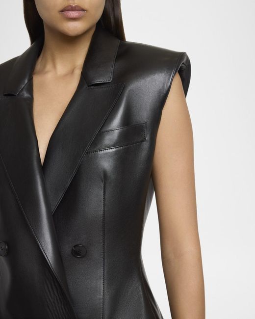 Givenchy Black Sleeveless Double-Breasted Leather Jacket