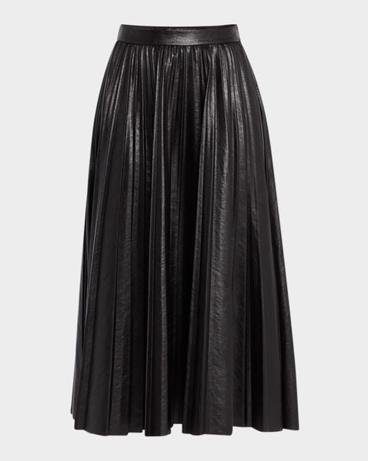 A.L.C. Black Etta Pleated Faux Leather Skirt