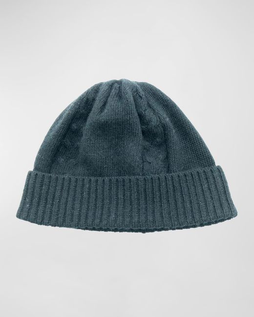 Bergdorf Goodman Blue Cable-Knit Beanie Hat for men