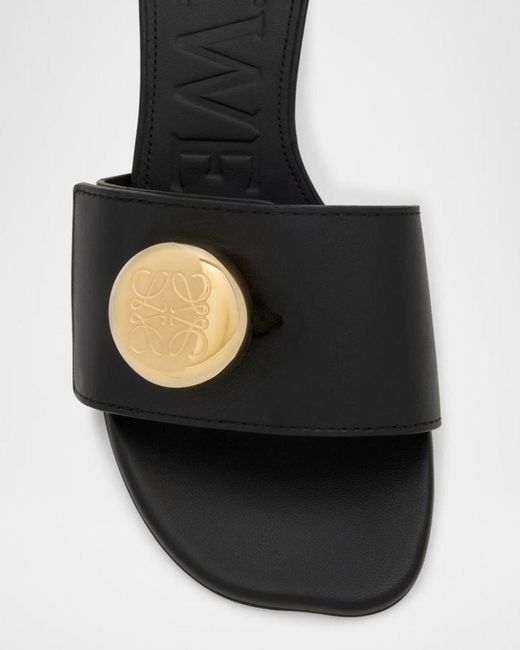 Loewe Black Pebble Leather Slide Sandals