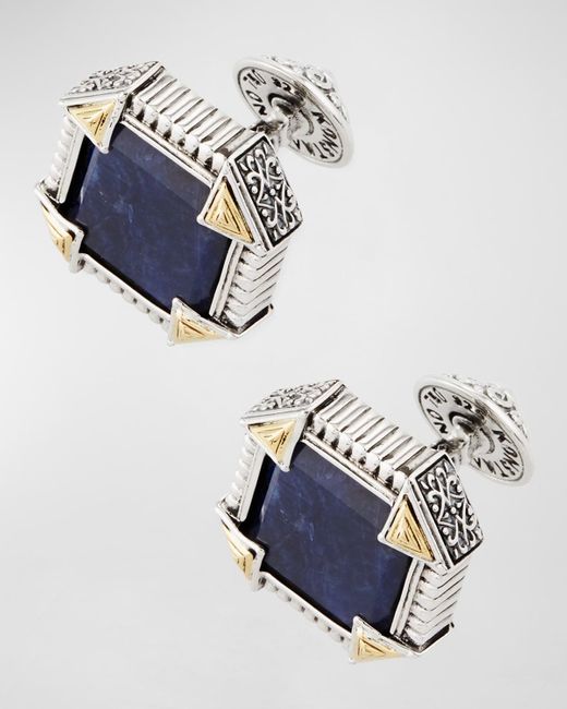 Konstantino Blue Silver 18k Gold Cuff Links With Sodalite for men