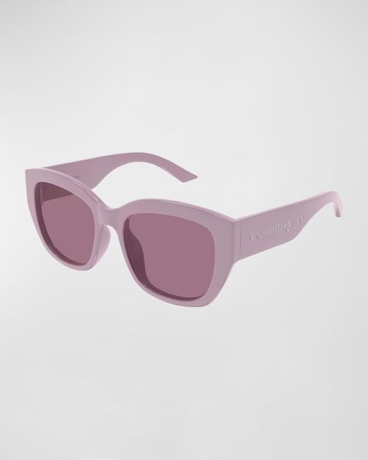 Alexander McQueen Purple Logo Acetate Butterfly Sunglasses