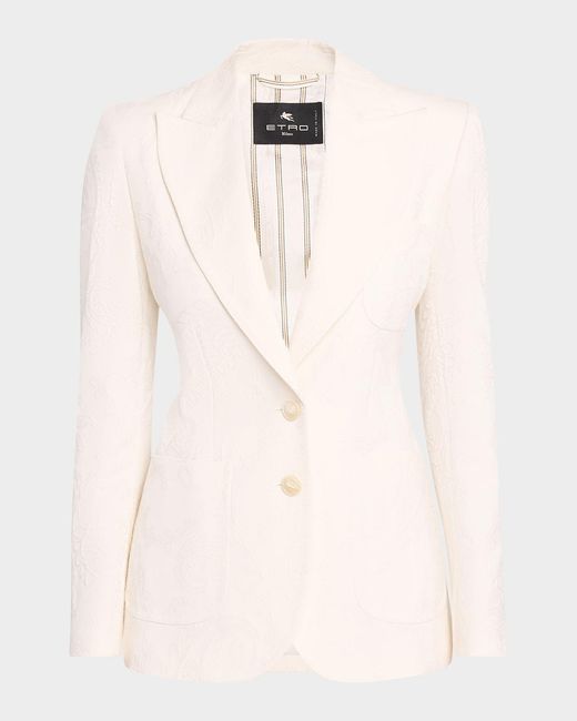 Etro Women's Natural Paisley Jacquard Single-Breasted Jacket