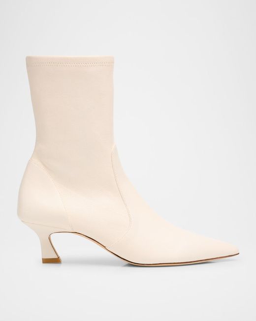 Stuart Weitzman Women's White 50Mm Vinnie Stretch Leather Booties