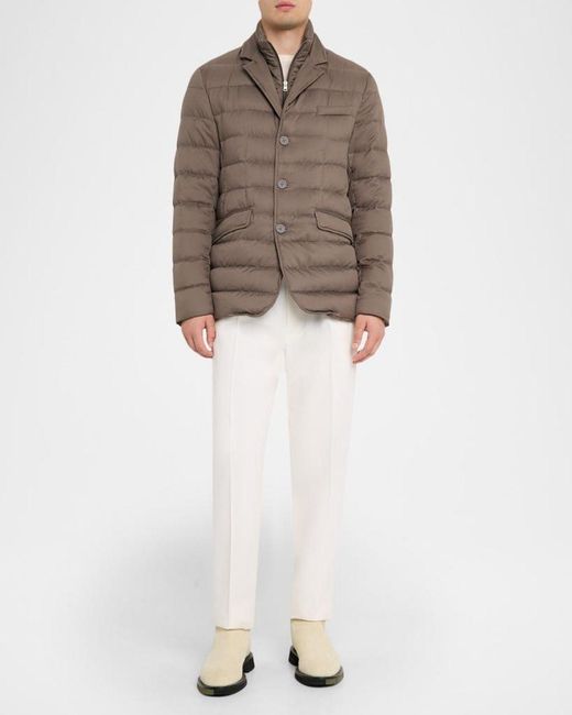 Herno Brown Apos;S Quilted Blazer W/ Bib for men