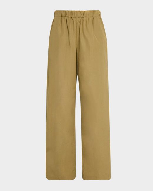 Lafayette 148 New York Natural Riverside Wide-Leg Organic Cotton Poplin Pants