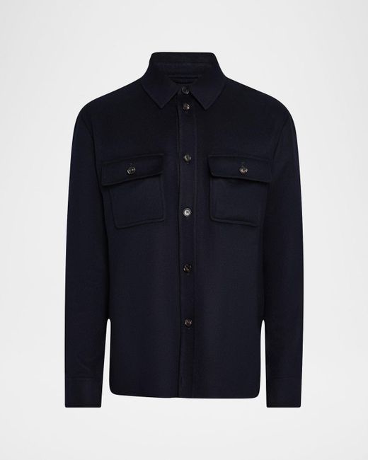 Loro Piana Blue Jim Cashmere Overshirt for men