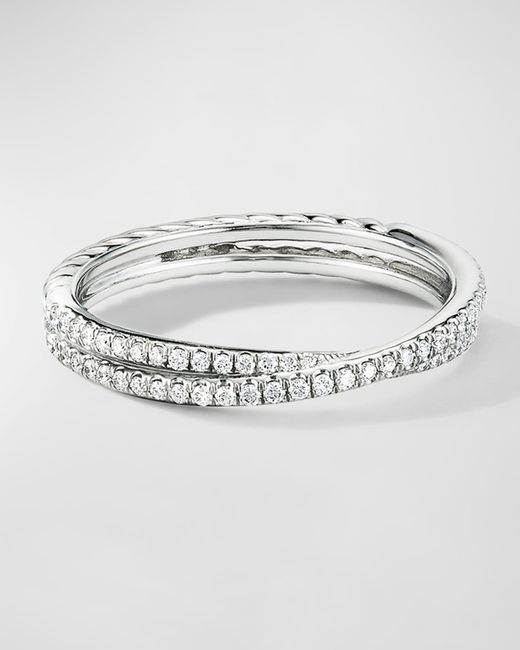 David Yurman Gray Dy Crossover Micro Pave Band Ring With Diamonds In Platinum, 3.14mm