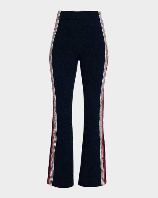 Rabanne Blue Side Stripe Knit Flare Pants