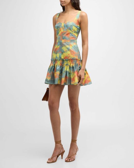 Alexis Multicolor Cassidy Tie-Dye Cotton Ruffled Mini Dress