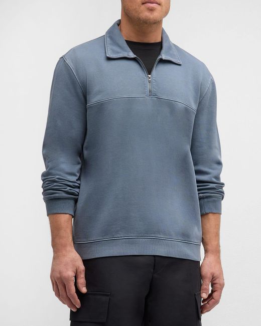 PAIGE Blue Davion Quarter-zip Sweater for men