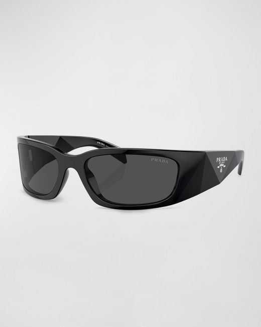 Prada Black Logo Propionate & Plastic Wrap Sunglasses