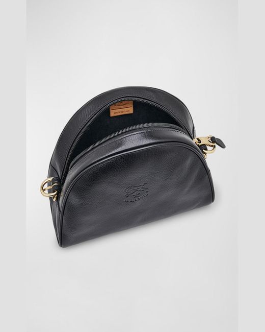 Il Bisonte Black Classic Zip Leather Crossbody Bag