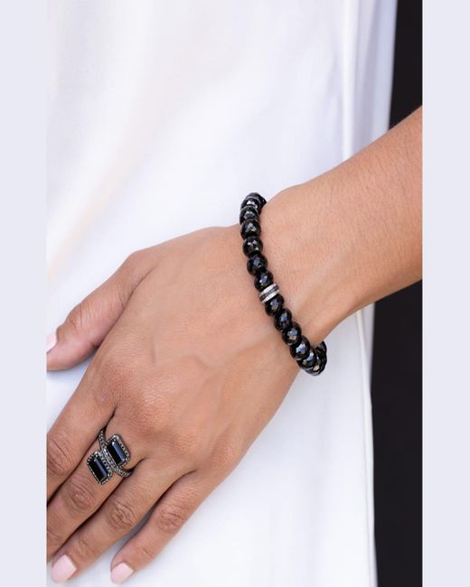 Sheryl Lowe Spinel Beaded Bracelet With Black And White Diamonds