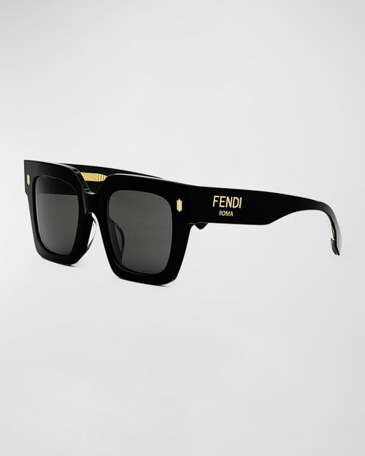 Fendi Black Roma Square Acetate Sunglasses
