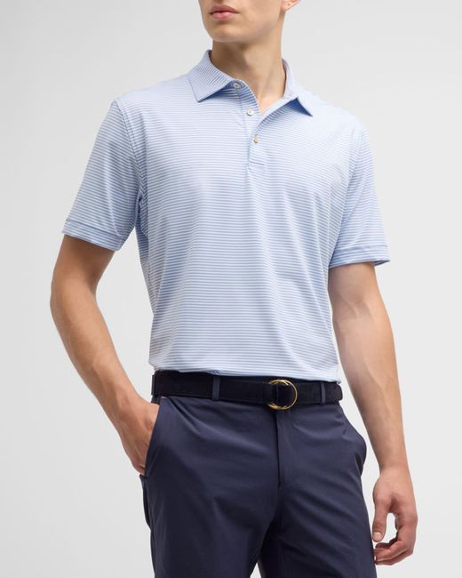 Peter Millar Blue Hales Performance Stripe Jersey Polo Shirt for men