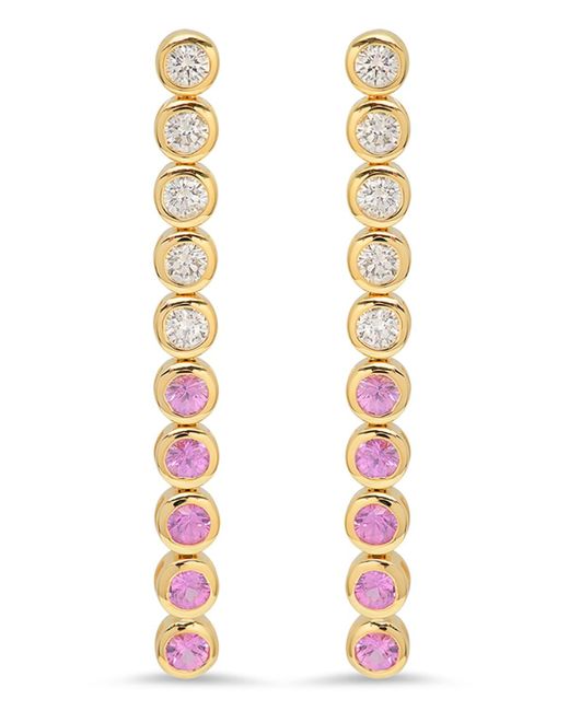 Jennifer Meyer White Yellow Gold Pink Sapphire And Diamond 10-bezel Tennis Earrings