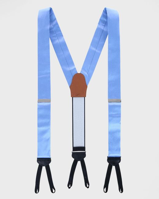 Trafalgar Blue Sutton Solid Silk Suspender Braces for men