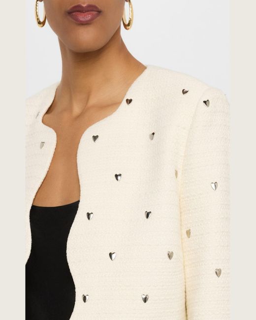 Tahari Natural The Celia Open-Front Heart Stud Jacket