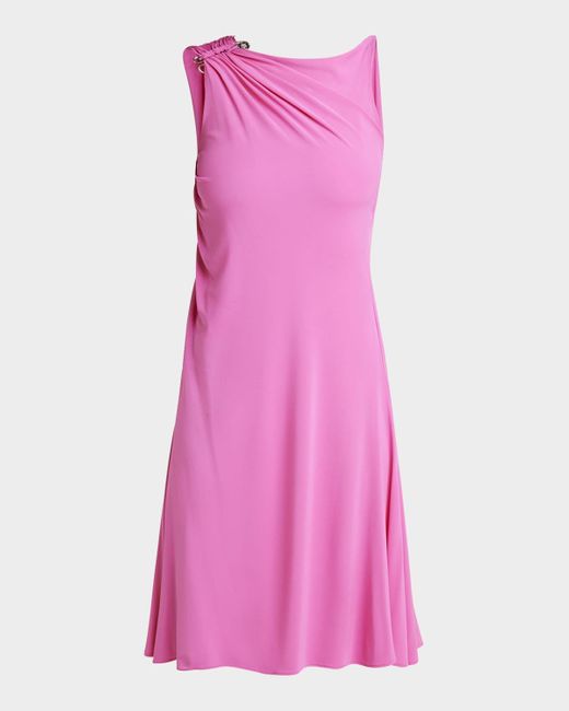 Versace Pink Sleeveless Draped Stretch Crepe Jersey Dress