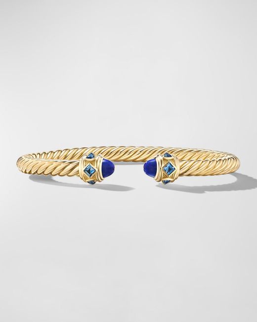 David Yurman Metallic Renaissance Cable Bracelet With Gemstones In 18k Gold, 5mm, Size L
