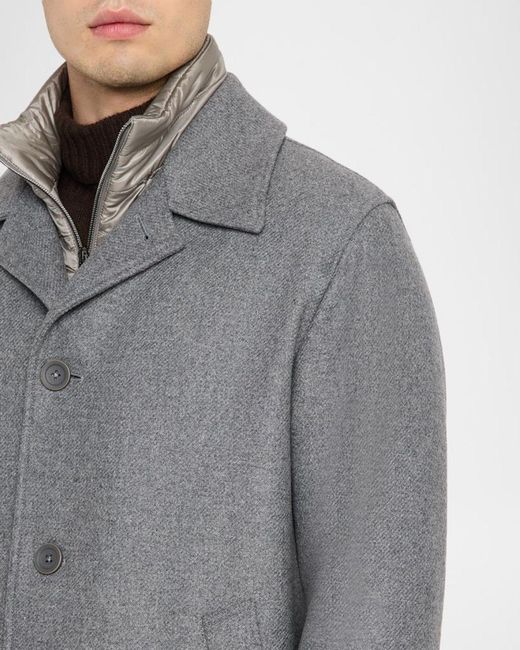 Herno Gray Apos;S Wool Car Coat With Bib for men
