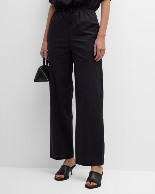 Emporio Armani Black Cropped High-rise Cotton Modal Trousers