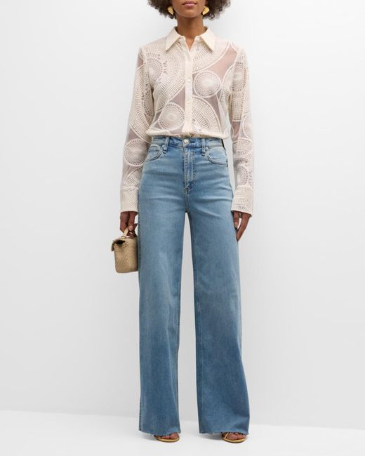 Rag & Bone Blue Flexi Sofie High-Rise Wide Jeans