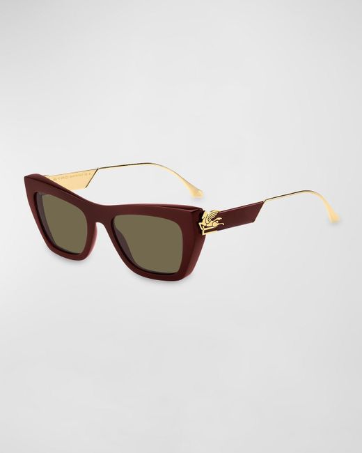 Etro Brown Logo Acetate Cat-eye Sunglasses