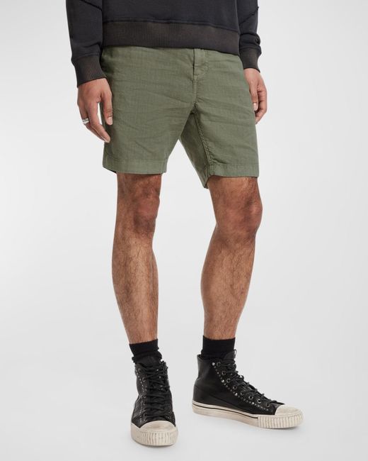 John Varvatos Green Benson Linen-Blend Shorts for men
