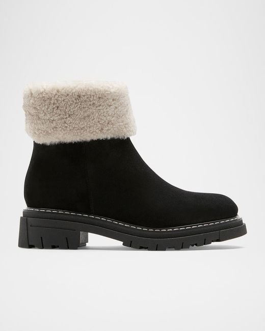 La Canadienne Black Dwayne Shearling-Lined Suede Booties