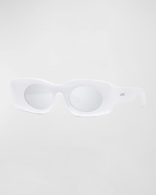 Loewe White Two-tone Acetate Inset Oval Sunglasses