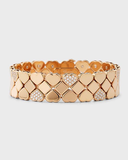 Chopard Natural Happy Hearts 18k Rose Gold Diamond 3-row Bracelet