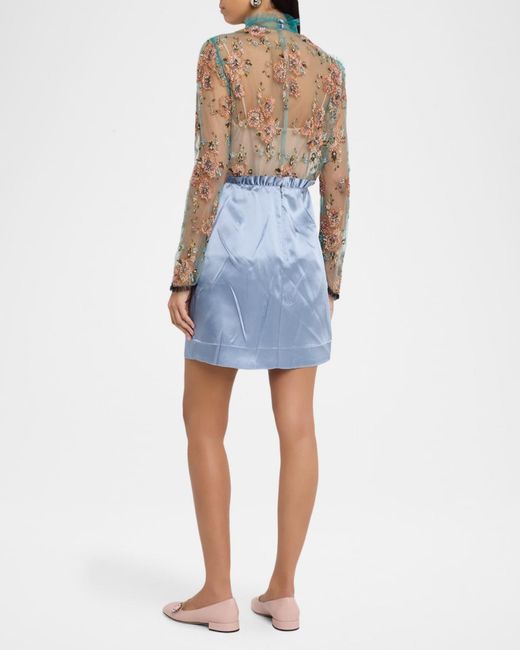 Valentino Garavani Crystal Embroidered Tulle And Satin Mini Dress in Blue |  Lyst