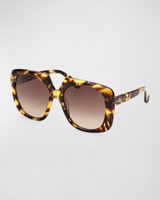 Max Mara Brown Square Acetate Sunglasses