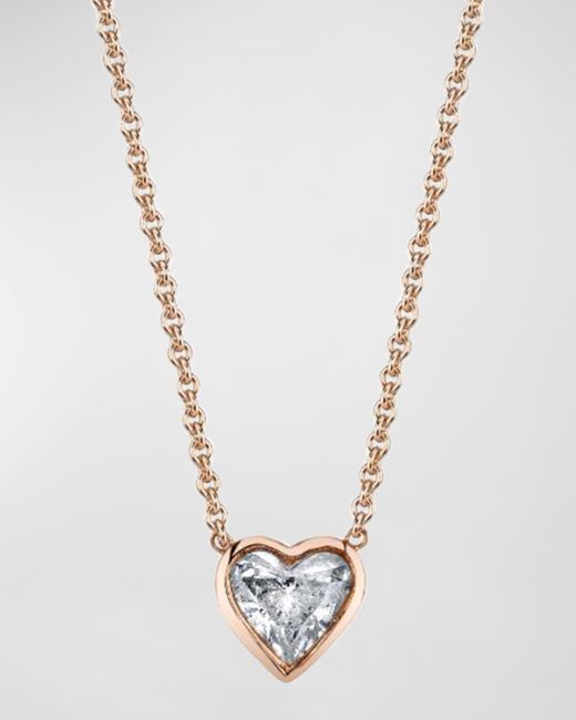 SHAY White 18K Rose Bezel Solitaire Diamond Heart Necklace